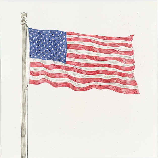 Photo us flag united states national flag drawing on white background