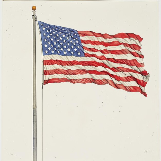 Photo us flag united states national flag drawing on white background