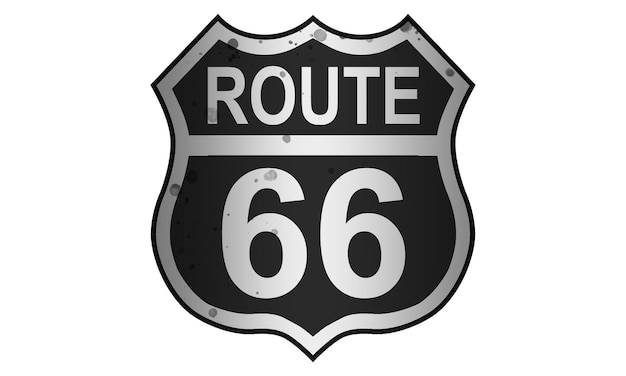 US route 66 sign shield sign with route number and text