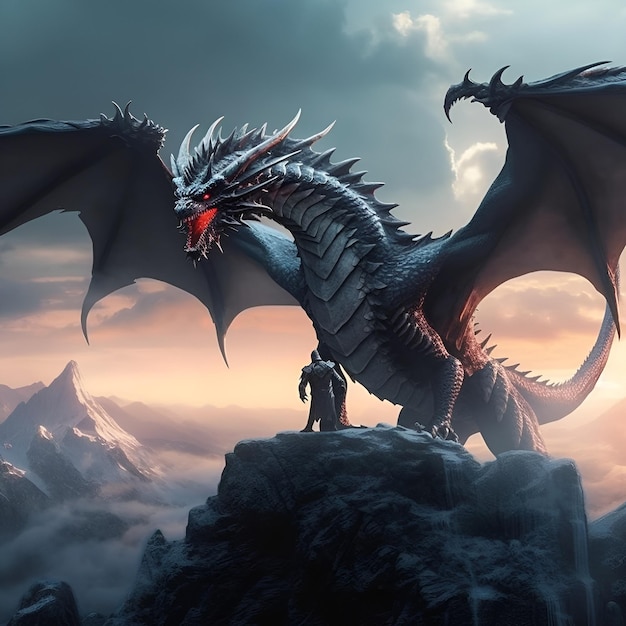 us this image but make the dragon look more menacing