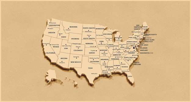 Photo usa 3d map concept.