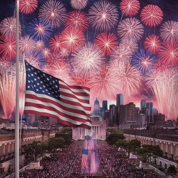 Photo usa 4th of july a flag that has the words united states on it