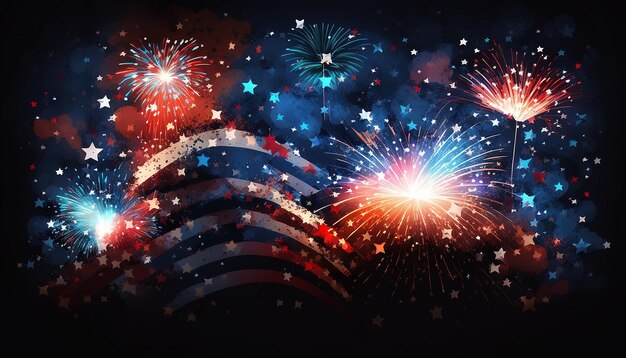 USA 4th of july independence day with fireworks Generative ai