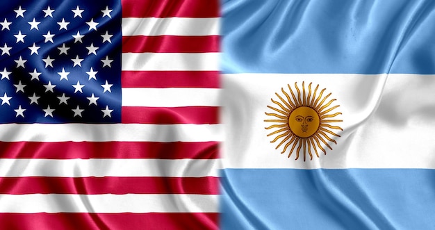 Foto seta bandiera usa e argentina