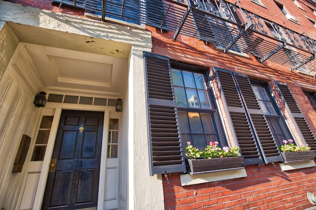 USA Boston Beacon Hill streets and historic brick buildings