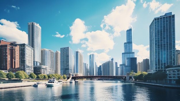 USA chicago stad waterkant wolkenkrabber moderne glazen gebouwen