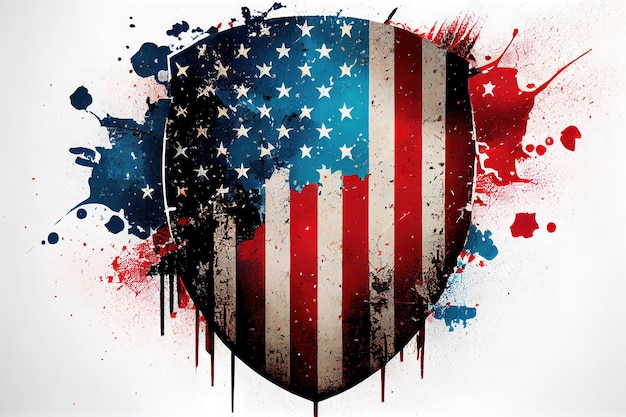 USA colors circle shield grunge Generative Ai