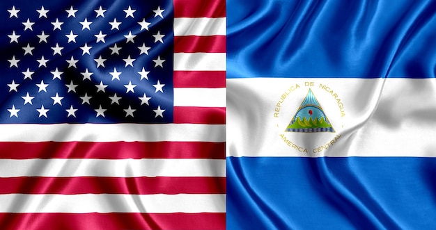 USA en Nicaragua vlag zijde