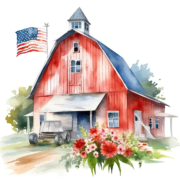 Photo usa farmhouse illustration ai generativexa