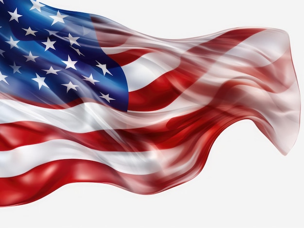 USA flag abstract color wavy 3d transparent background