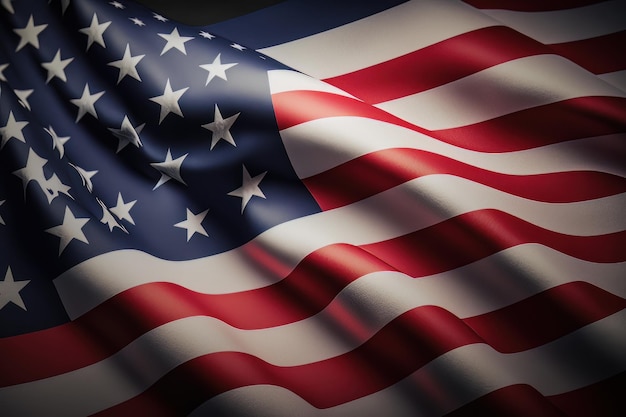 青空に対するアメリカ国旗 イラスト ジェネレーティブ AI