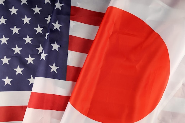 写真 アメリカ国旗と日本シルク