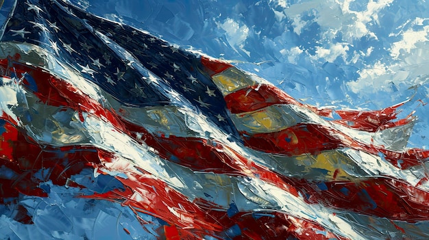Флаг США на фоне Голубое небо Флагман на фоне HD