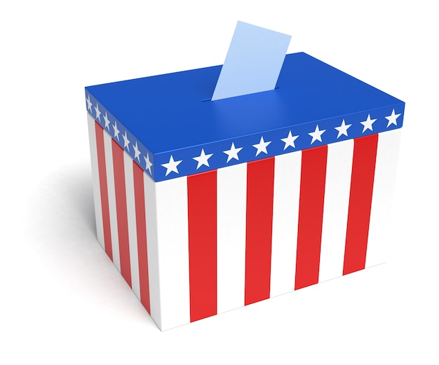 Photo usa flag ballot box, 3d rendering