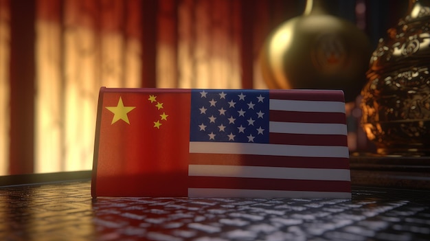 Usa flag and chinese Generative AI