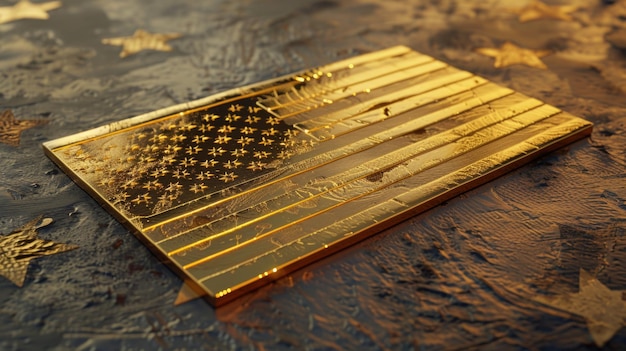 USA flag in the form of a gold plate AI generative