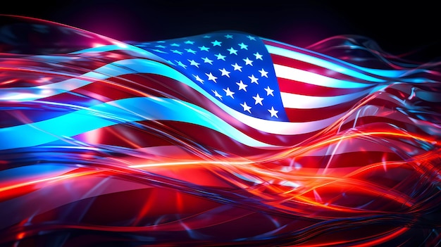 Usa flag neon vibe colors