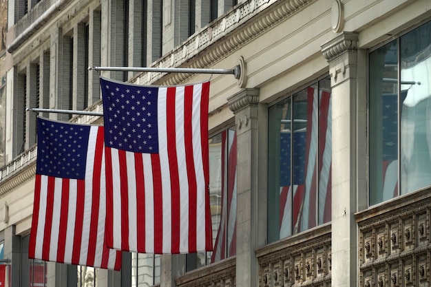 ニューヨーク トランプ タワー ビルのアメリカ国旗