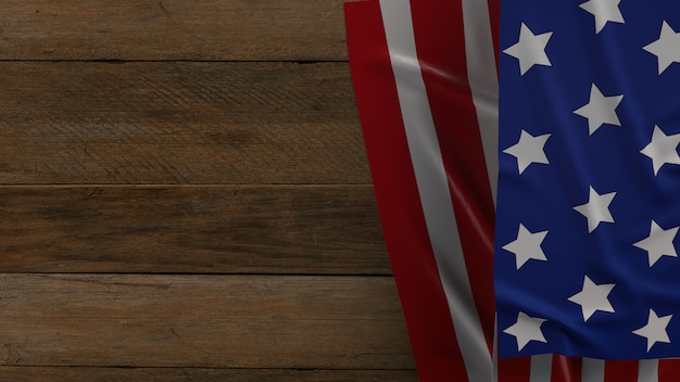 USA flag on old wooden background