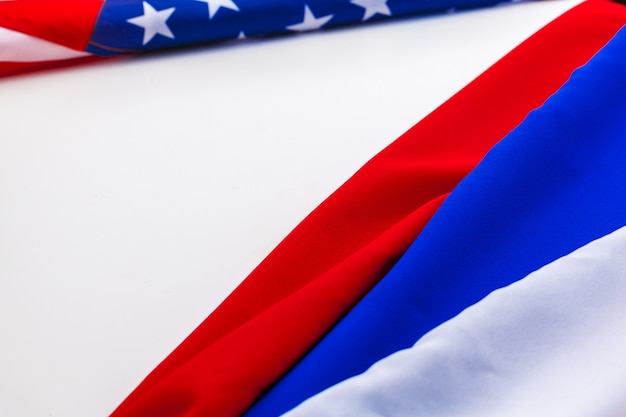 Usa flag and Russia flag background