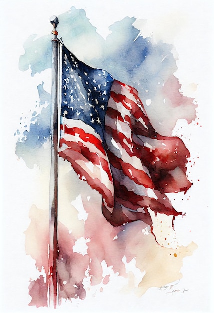 USA Flag Watercolor