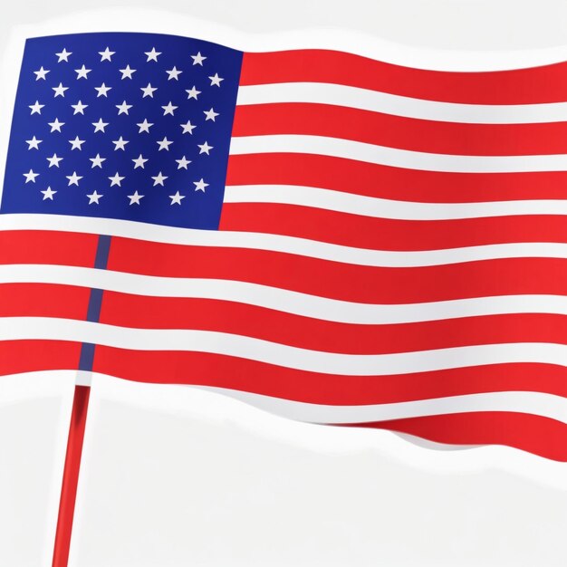 USA flag waving in the wind white background realistic 3D rendering image