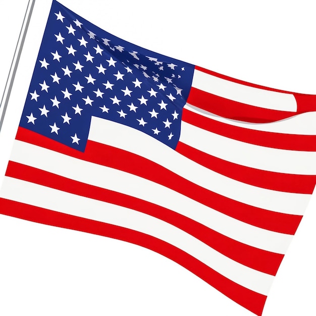 Photo usa flag waving in the wind white background realistic 3d rendering image