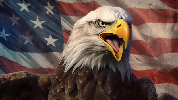 Usa flag with american eagle