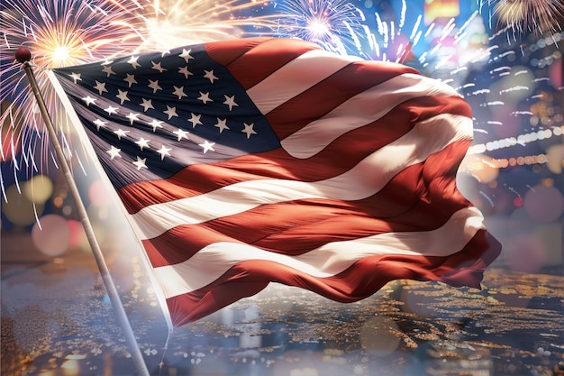 Photo usa flag with fireworks collage