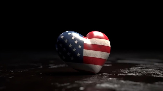 USA flag with heart shape Generative AI