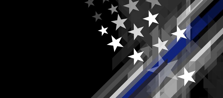 Photo usa flag with a thin blue line
