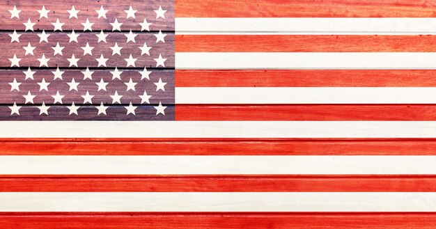 USA Flag on wood US American holiday celebration banner