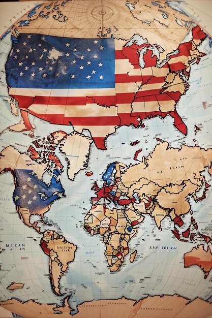 Premium AI Image | USA Flag on the world map American Flag