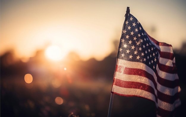 USA freedom background with sunrise sky flag day background