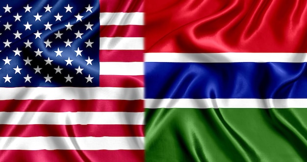 Photo usa and gambia flag silk