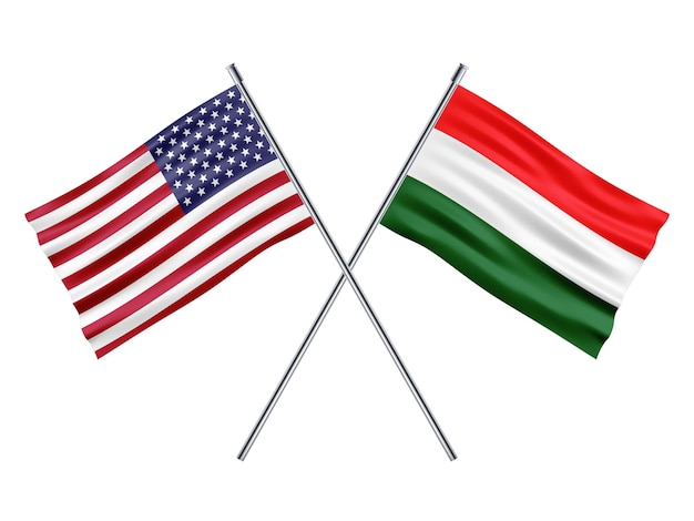 USA &amp; Hungary Friendship Flag 3d Illustration