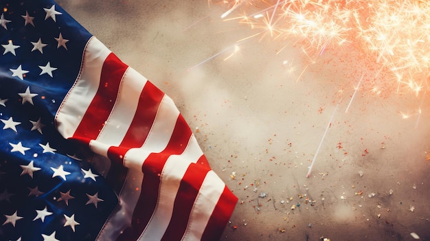 Foto usa independence day-achtergrond met vuurwerkillustratie ai generativexa