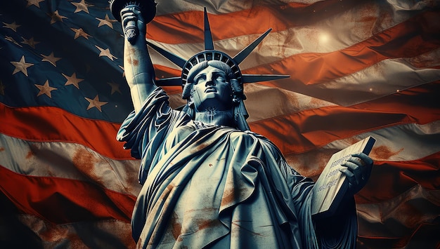 USA Independence Day Concept Vrijheidsbeeld voor de Amerikaanse vlag extreme close-up