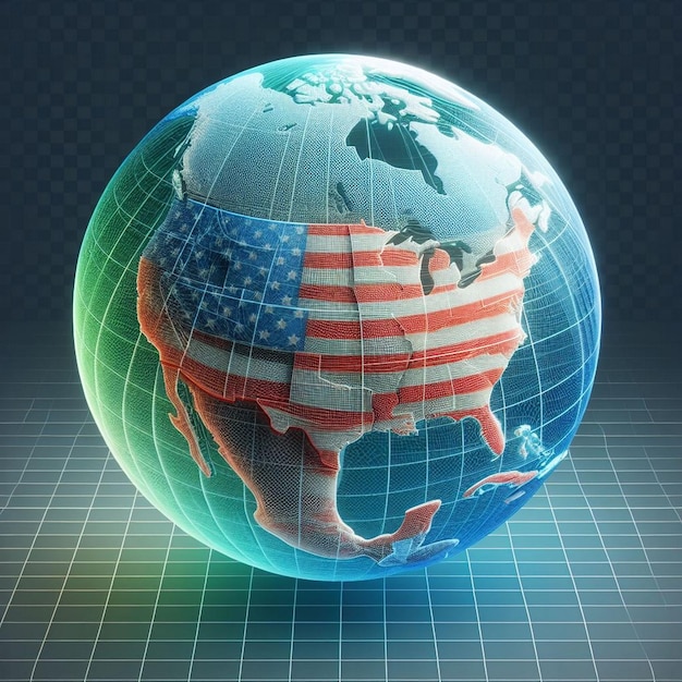 Photo usa map in a transparent globe ai generated