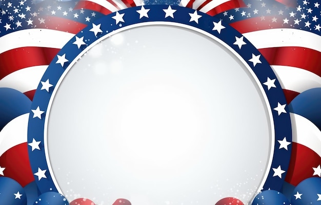 USA Memorial day Presidents day Veterans day Labor day or 4th of July celebration Blank white canvas frame for mockup design on American national flag background