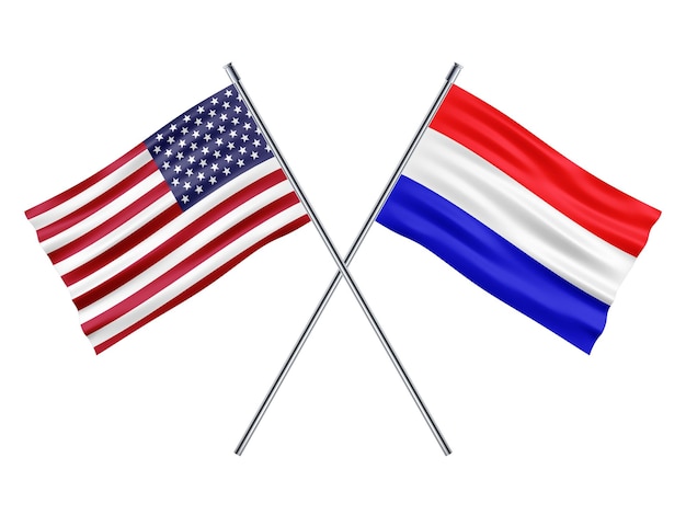 アメリカとオランダの友好フラグ 3 d イラストレーション