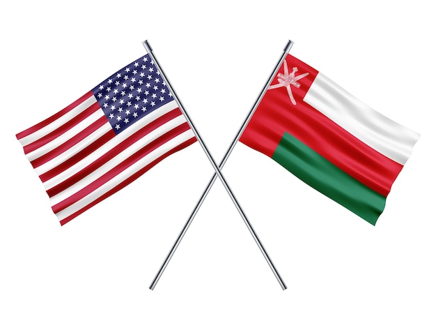 USA and Oman Friendship Flag 3d Illustration