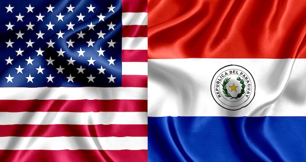 Foto seta bandiera usa e paraguay