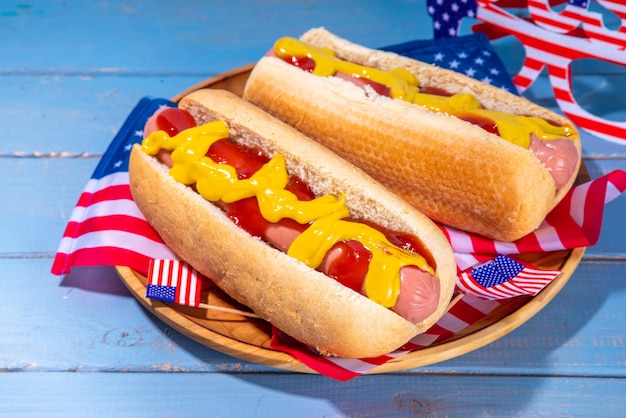 USA Patriotic picnic holiday hot dogs