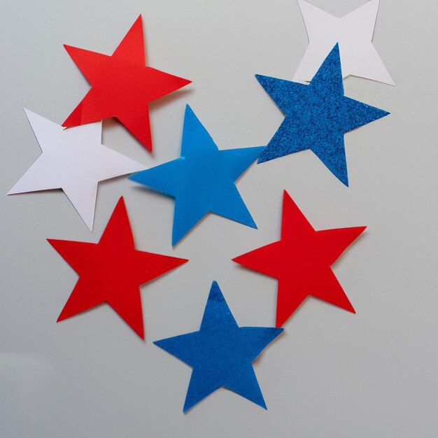 Photo usa red and blue stars on white background generative ai