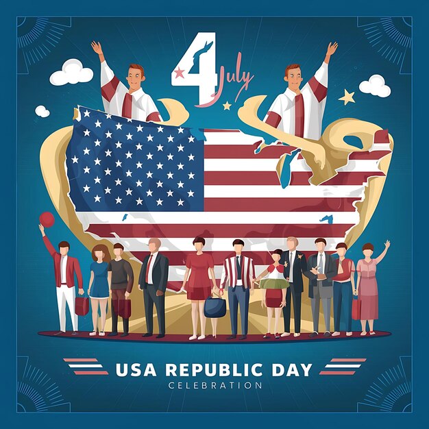 アメリカ共和国記念日 デジタルアートとピープルデザイン