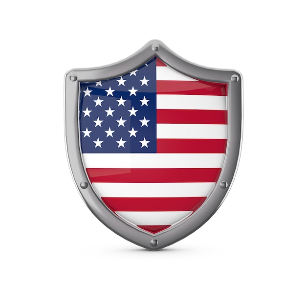 Photo usa security concept metal shield shape with national flag
