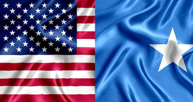 Usa and somalia flag silk