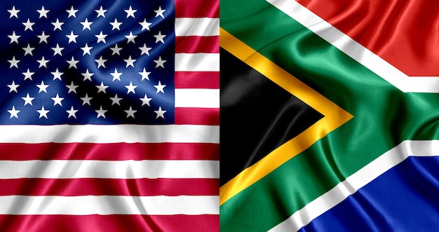 Photo usa and south_africa flag silk