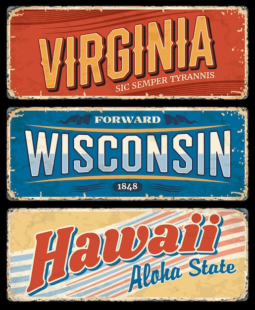 USA staat tekenen van Hawaï Virginia en Wisconsin